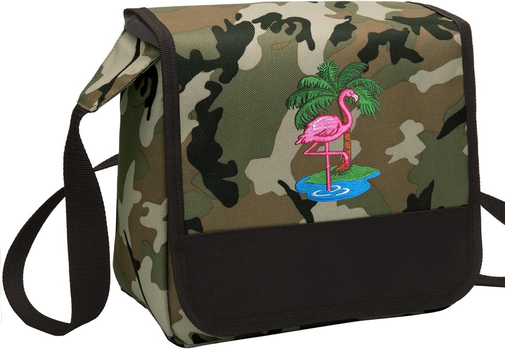 Camo Pink Flamingo Lunch Bag Shoulder Flamingos Lunch Boxes