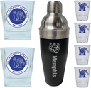 R and R Imports Memphis Tigers Officially Licensed Collegiate Barware Set – 7-Piece Cocktail & Whiskey Glass Gift Pack