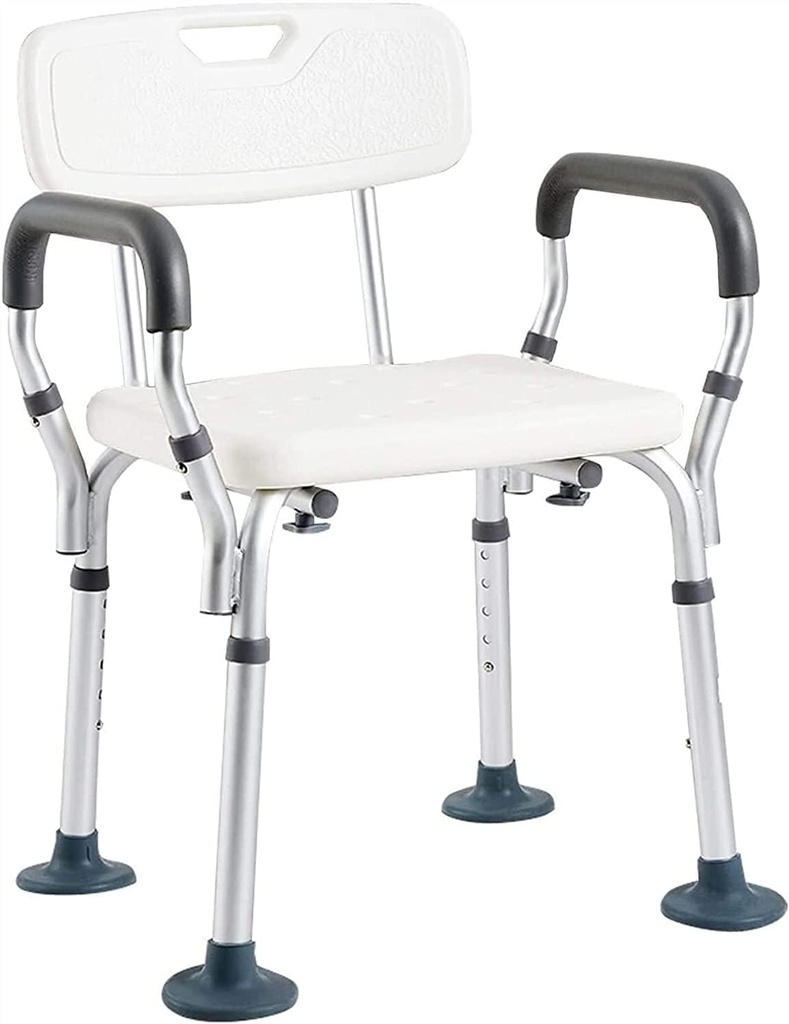 Heavy Duty Shower Chair, Disabled Seniors Non Slip Safety Adjustable Medical Bath Stool Seat with Backrest Arms Bathtub Bench Shower Stool
