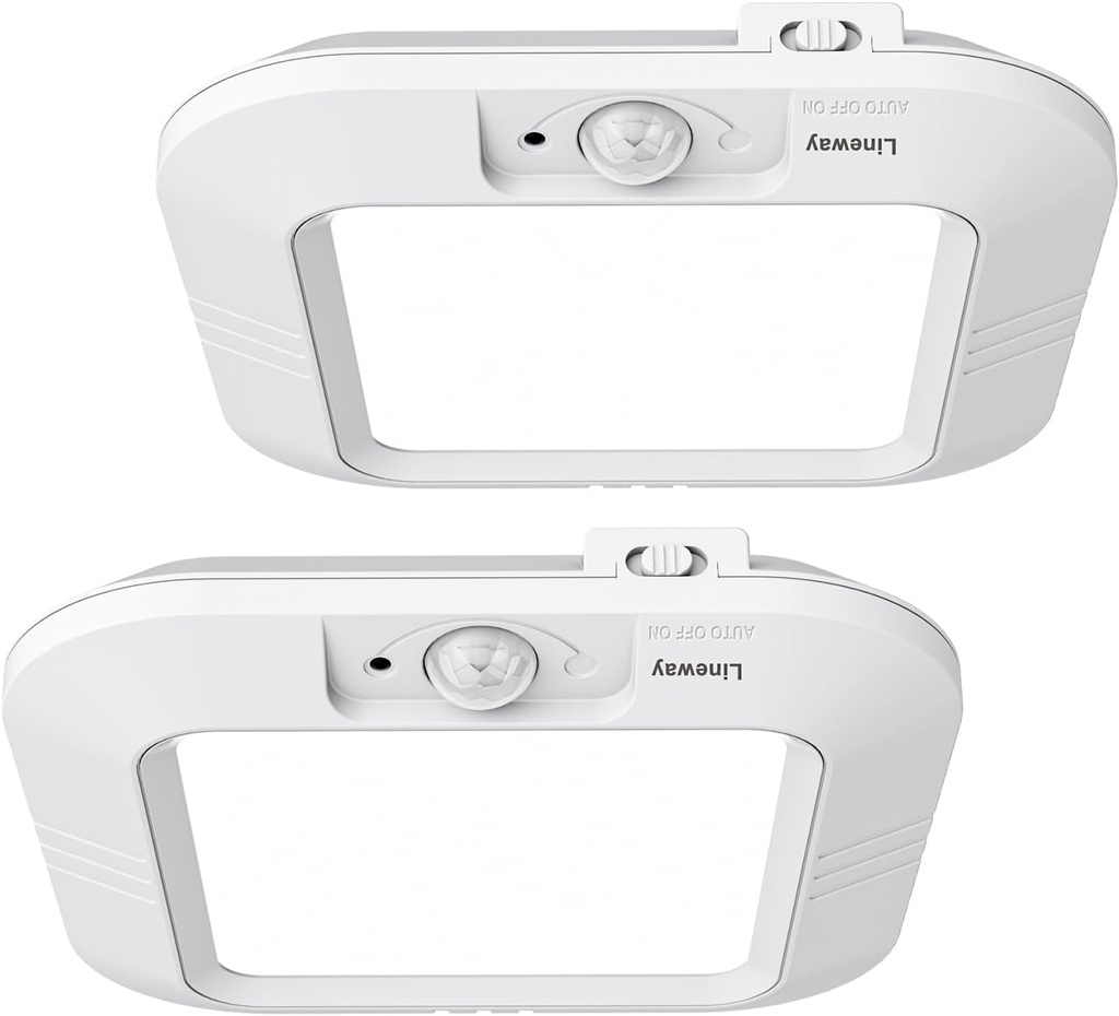 2 Pack Battery Operated Ceiling Light Motion Sensor Shower Light, Wireless Closet Lights 6000K LED Bathroom Shower Lamp, Motion Activated Ceiling Lamp for Bathroom Closet Cabinet(Battery Not Included)