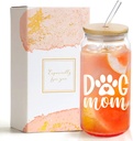 Dogs Mom Gift for Dog Lover, Can Shaped Glass Cup, Thanksgiving Mothers Day Gift for Mom, Christmas Mama Iced Coffee Can Glass with Lid and Straw, 16oz Dog Lover Gifts for Mom
