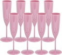 8PCS Plastic Champagne Flutes,5Oz Reusable Goblets Wine Glasses Toasting Drinking Champagne Glasses,Set of 8 Acrylic Unbreakable Cocktail Cups for Wedding Anniversary Birthday Party Pink