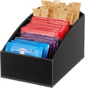 Tea Bag Organizer Coffee Station Organizer Bins Tea Bag Storage Holder Box for Sugar Packet Coffee Condiment Pouches in Kitchen Cabinet Countertop Pantry Black