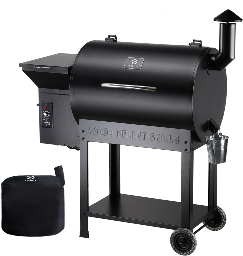 Z GRILLS Pellet Smoker Grill with PID Control, Rain Cover, 700 sq. in Cooking Area for Outdoor BBQ, ZPG-7002B