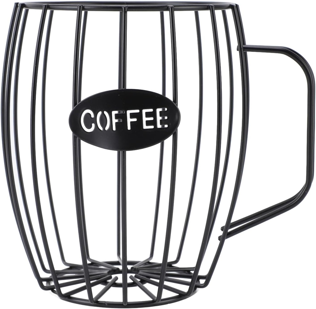 Coffee Pod Holder Iron Metal Beer Cup Shaped Coffee Capsule Storage Basket Organizer for Counter Coffee Accessories Black