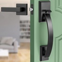 Front Door Handle Black Adjustable12.7in Heavy Exterior Entry Handle Reversible