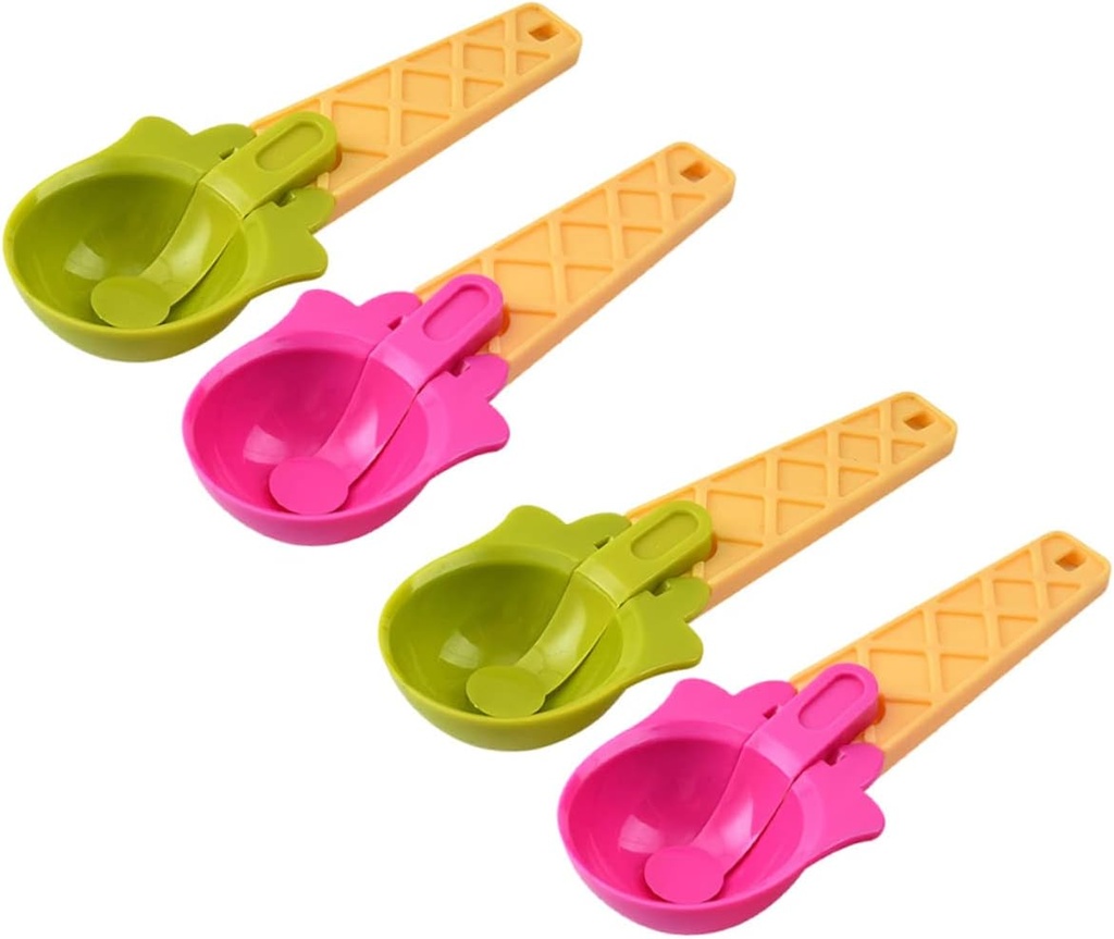 4pcs Ice Cream Scoops Set Dessert Spoons for Ice Cream Melon and Cake Lightweight Kitchen Tools for Easy Serving Essentials Green