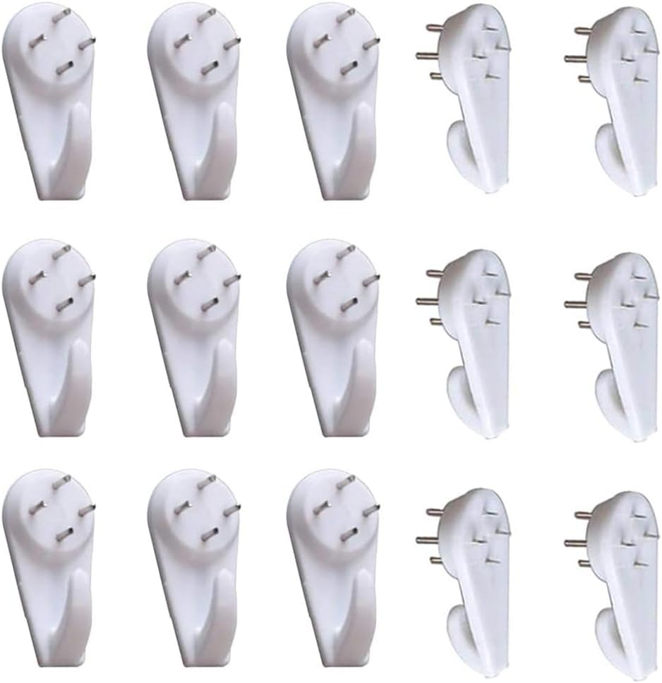 20PCS White Powerful Concrete Hard Wall Drywall Picture Hooks Non-Trace Hanging Hook Traceless Nail Plastic Wall Hook for Picture Photo Frame Clock Hangers(5cm/1.97 Length)