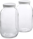 1790 Half Gallon Glass Jars (64oz) 2-Pack - Includes 2 Airtight Lids, Muslin Cloths, Rubber Bands - Dishwasher & Freezer Safe - Perfect for Kombucha, Kefir, Canning, Sun Tea, Fermentation