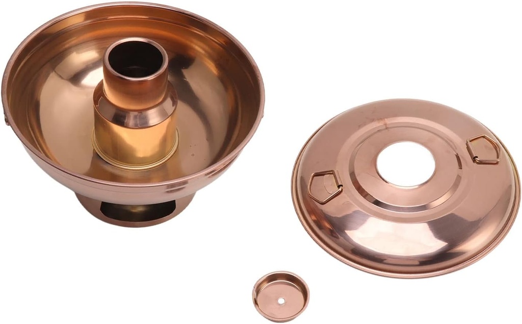 Chinese Charcoal Hotpot, Small Stainless Steel Hot Pot Chinese Meats Fondue Lamb Outdoor Cooker Milk Tea Hot Pot for Kitchen Picnic - Rose Gold