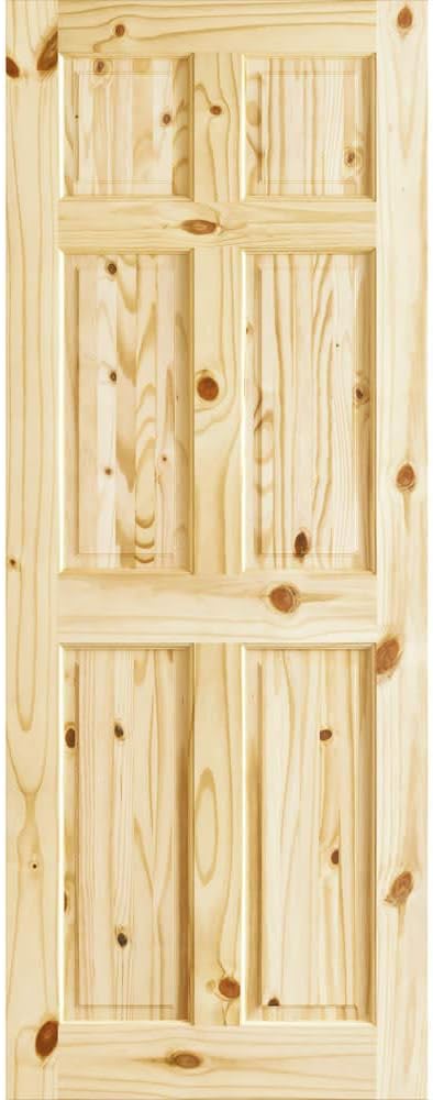Colonial Six Panel Knotty Pine Passage Door, 32" x 80" x 1.375"