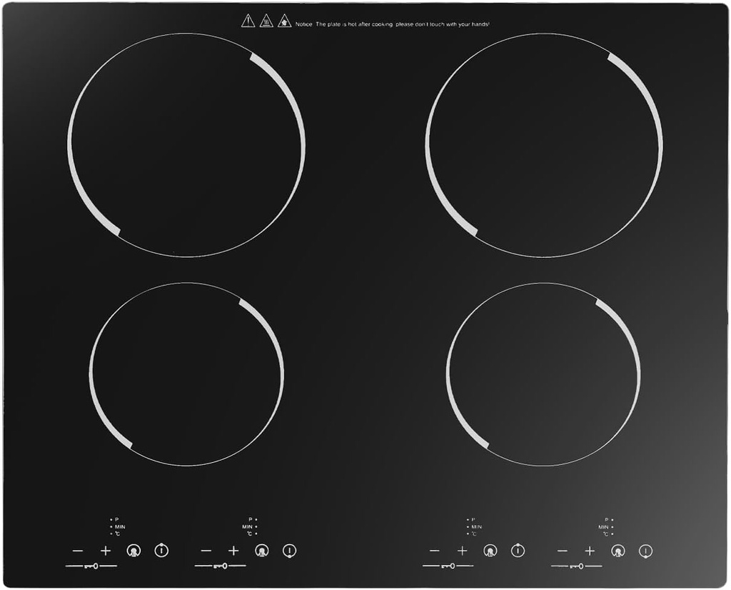 24 Inch Electric Cooktop 4 Burners Electric Stove,Built-in/Countertop Ceramic Cooktop,Touch Control Stove Top,Overheat Protection,Safety Lock,3000W