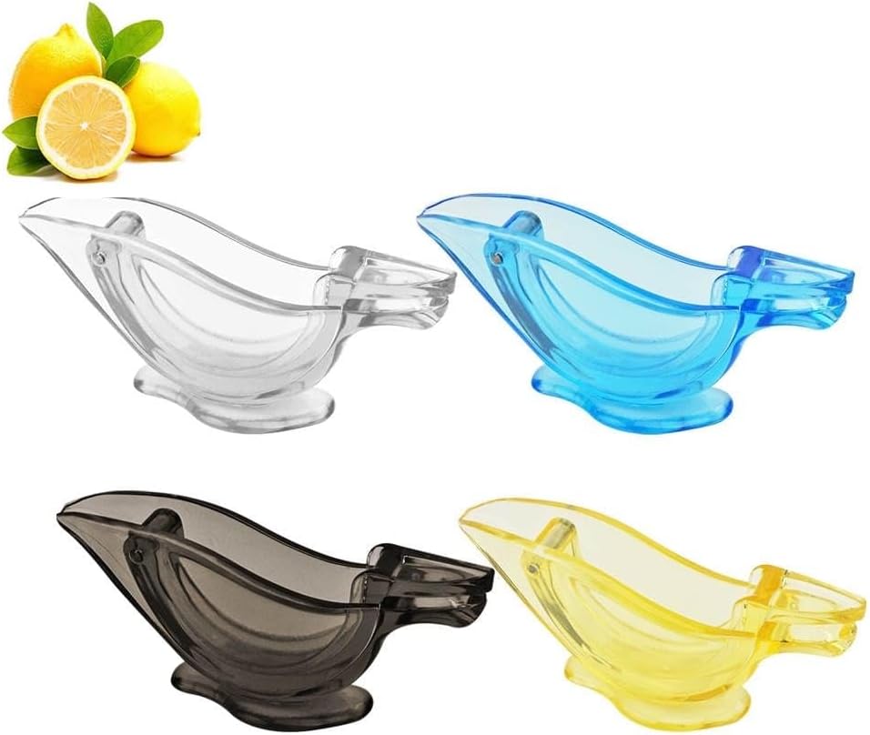 SAQI 4 Pcs Manual Lemon Juicer - 4 Colors Bird Squeezer, Hand Press Fruit Juicer, Portable Transparent Fruit Juicer, Acrylic Lemon Slice Squeezer, Home Kitchen Restaurants Gadget (4Pcs in 4colors)