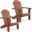 Casafield Children's Adirondack Chairs, Set of 2 Cedar Wood Outdoor Kid's Chairs for Patio, Deck, Lawn and Garden, Partially Pre-Assembled - Espresso