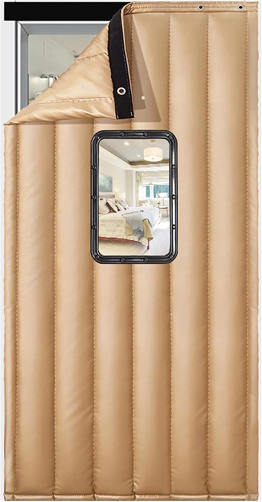 Thermal Insulated Door Curtain,Door Screens,Thicken Cotton Curtain Winter with A See-Through Window Insulation Windproof Soundproof Blackout Cloth Thickening Curtain