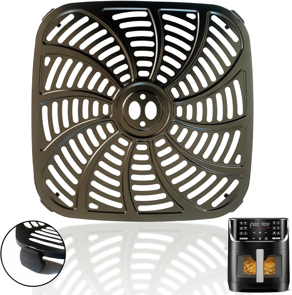 8QT Square Air Fryer Tray for Gourmia GAF824 Air Fryers, Upgraded Double Layer Nonstick Coating Air Fryer Grill Pan Crisper Plate Rack Grate Shelf for 8QT Gourmia Air Fryer, Dishwasher Safe