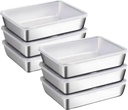 6 Pcs stainless steelFood Storage Containers setsstorage box with lidfreezer FrozenKitchen tray with lidOven plateSide dish plate Freezer & Dishwasher Safe