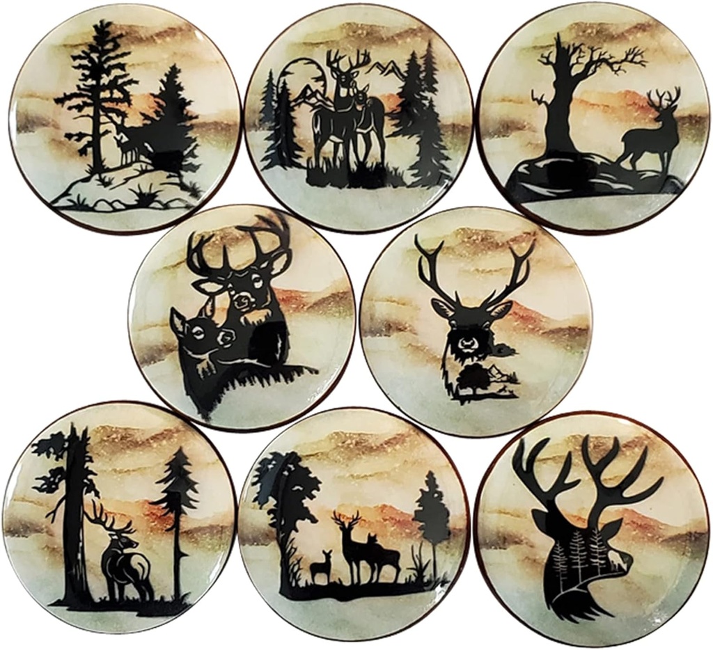 Twisted R Design Woodland Kitchen Cabinet Knobs, Decorative Deer Drawer Pulls, Rustic Animal Cabinet Handles, Set of 8 Dresser Knobs for Bathroom, Bedroom or Drawer Knobs