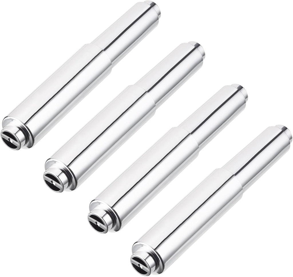 4 Pack Toilet Paper Holder Roller Replacement Plastic Spring Loaded,Silver Toilet Paper Holder,Toilet Paper Spring Rod Bathroom Hardware,Modern Bathroom Fixture,Paper Holder Insert (Chrome Big End)