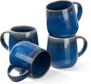 bestone Coffee Mugs Set of 4，15 oz Large Coffee Mugs, Ceramic Mugs with Handles,etc Coffee Mugs, Cups for Coffee Cereal Latte ，Microwave & Dishwasher safe，Dark Blue