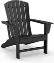 GREENVINES Adirondack Chair | HDPE Plastic | Oversized Fire Pit Chairs | All Weather | Black | Poly Lumber | for Outdoor Deck Backyard Patio Garden