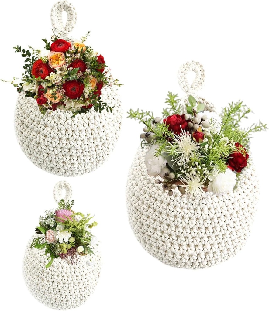 Hanging Wall Basket - 3 Woven Teardrop Hanging Storage Baskek | Hand Woven Wall Mounted Vegetable And Fruit Basket | Boho Wall Baskets For Storage | Breathable Woven Fruit Basket Kitchen Fruit Ba