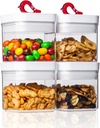 LHS Airtight Food Storage Container Set 4 Pack, BPA Free Kitchen Pantry Organization Canisters with One-handed Leak Proof Lids, Small, White