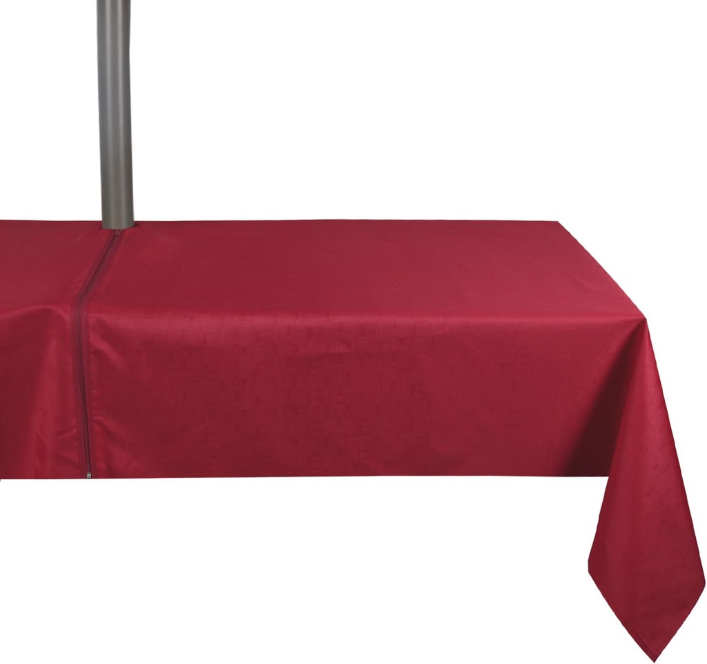 Outdoor Tablecloth Wrinkle-Free Stain Resistant Waterproof Polyester Fabric Table Cover with Zipper Umbrella Hole for Picnic/Party/Dinner/Patio Garden(60×84inch,Zippered,Red)