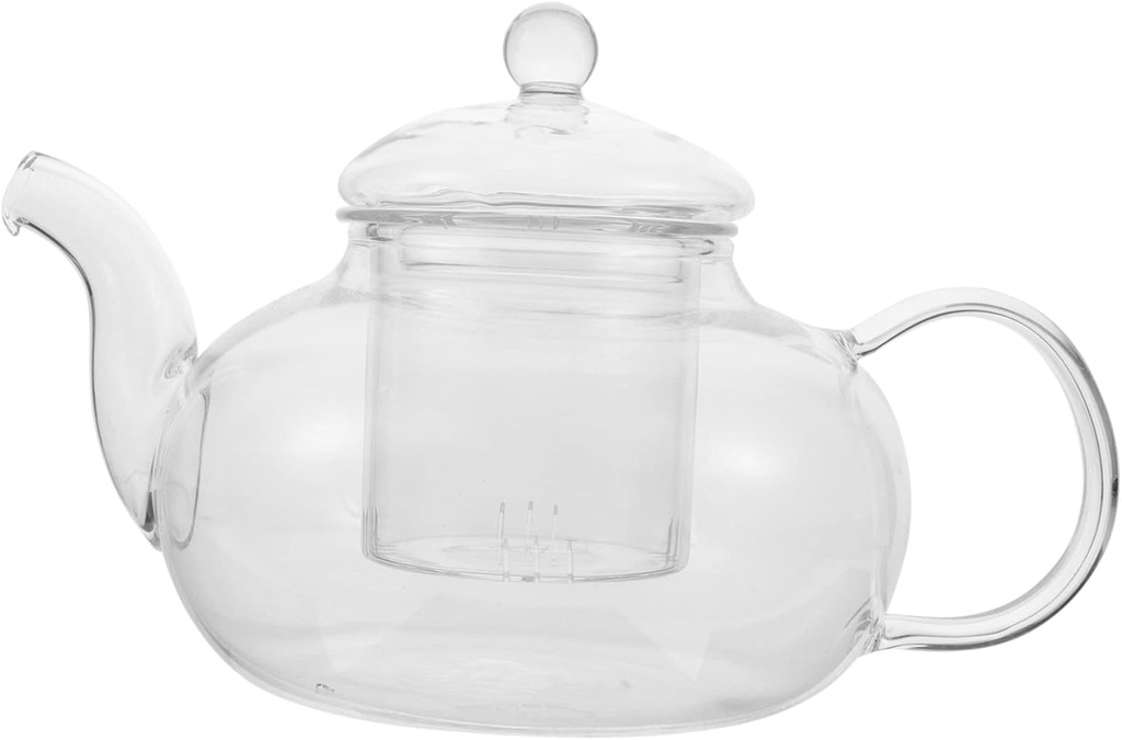 Heat Resistant Borosilicate Glass Tea Pot Thickened Handmade Stovetop Kettle with Scald Handle Miniature Teapot for Loose Leaf Brewing and Lovers