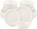 Havawish 150 Pcs White Compostable Paper Plates and Bowls Set 7 Inch 9 Inch Disposable Plate 12oz Biodegradable Bowls for Party Dinner Bulk Party Supplies