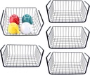 HOMOKUS 5pcs Under Shelf Wire Basket,Hanging Storage Baskets,Under Cabinet Add-on Storage Racks,Slides Under Cabinet Shelf Baskets Organizer for Kitchen Pantry Counter Desk Bookshelf (Black)