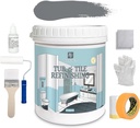 LightGray Ceramic Tub and Tile Refinishing Kit - Bathtub, Bathroom Wall, Countertop, Sink Paint - Easy to Use, Waterproof, Low Odor, No Toxic (White 50-60 sq.ft)