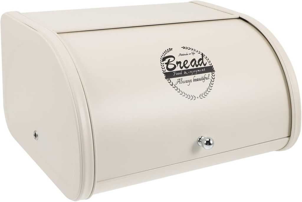 Nordic Style Lift-Top Bread Box White Iron Bread Storage Container Lid for Kitchen Organization Space-Saving Design