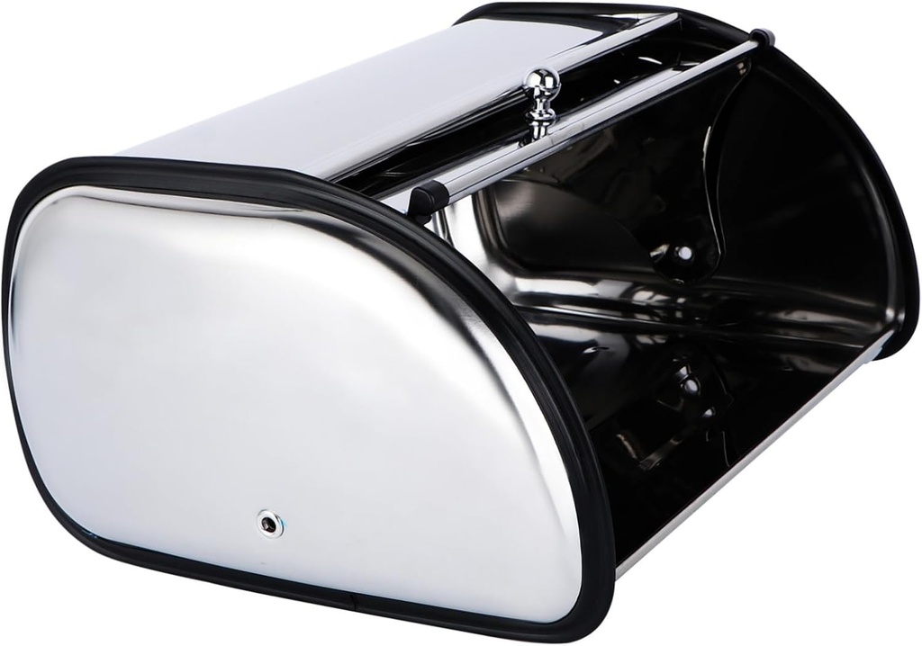 Stainless Steel Bread Storage Container with Window and Handle Small 34x23x14.5CM for Home Kitchen Use Bread Storage Box for Freshness