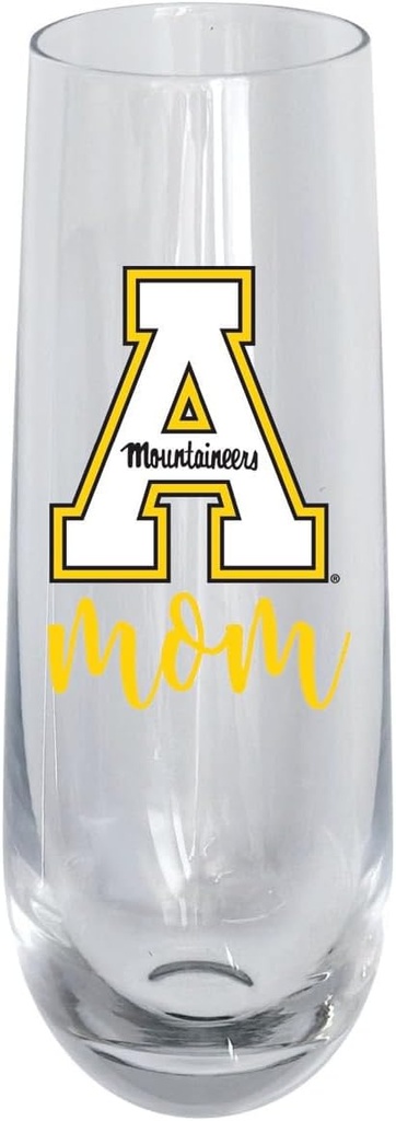 R and R Imports Appalachian State 10 oz Stemless Flute mom Design Officially Licensed 2-Pack