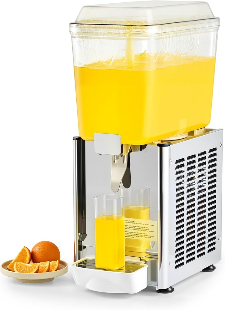 CO-Z Commercial Beverage Dispenser, 1 Tank 18 L / 4.8 gal. Refrigerated Juice Dispenser, Stainless Steel Iced Beverage Dispenser with 36-54°F Range, Drink Dispenser for Restaurant Buffet Bar