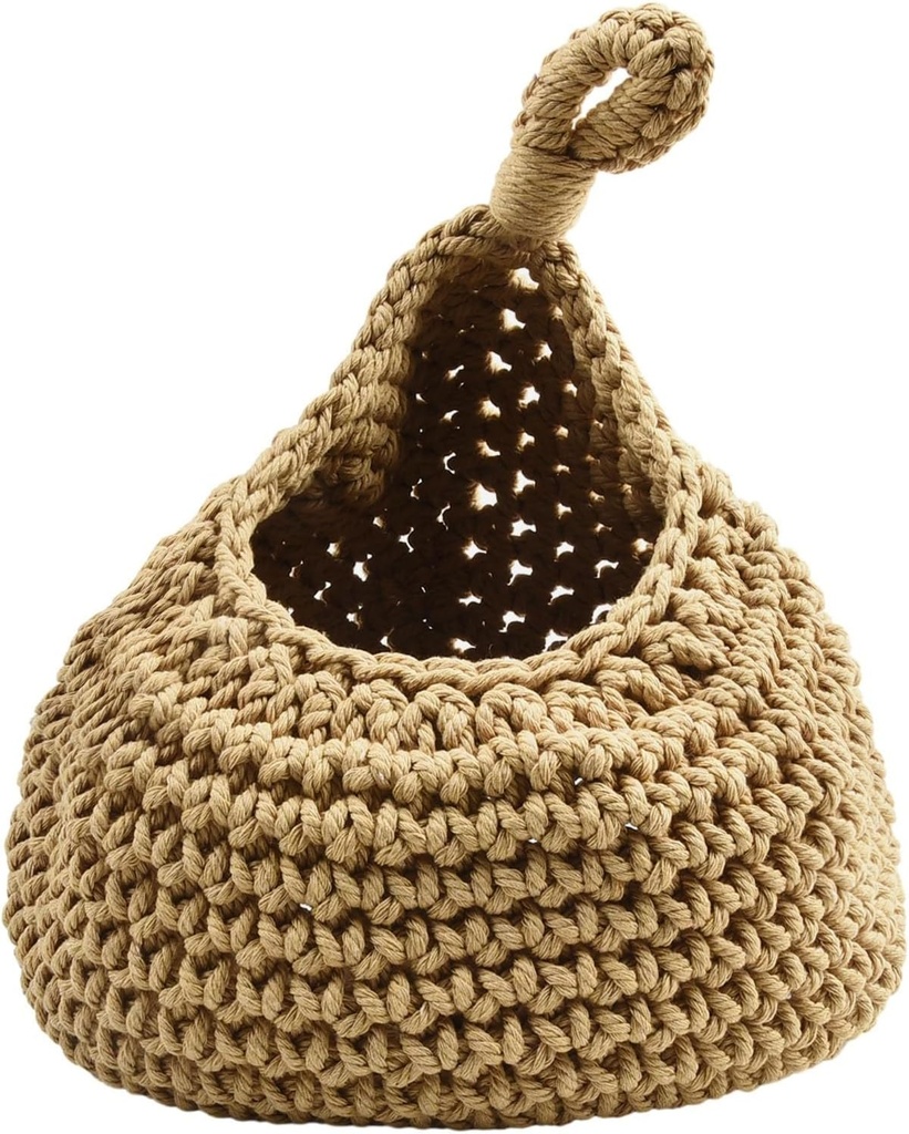Hanging Wall Vegetable Fruit Baskets, Handwoven Jute Hanging Baskets For Kitchen Vegetables And Onion Storage, Cotton Rope(F（28X35CM）)