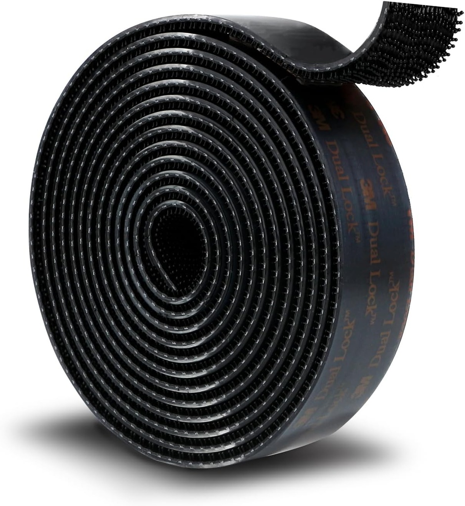 3M Dual Lock SJ3550A 1"×8ft Black, Reclosable Fastener Mounting Tape Interlocking Mushroom Shaped Strong Adhesive Hook Lock Sticky Tape Waterproof for Indoor and Outdoor, EZ Pass, Pedalboard, 1 Pack