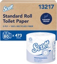 Scott Professional 100% Recycled Fiber Standard Roll Bulk Toilet Paper (13217), 2-Ply, Elevated Design, White, Individually Wrapped (80 Rolls of 473 Sheets, 37,840 Sheet Total)