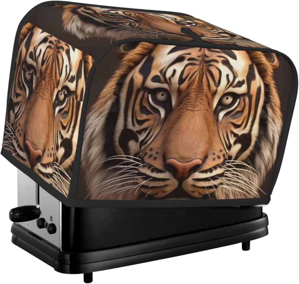2 Slice Toaster Cover with Pocket Universal Size Toasters Dusts Covers 3D Tiger Head Bread Machine Cover & Protection Bread Machine Protector Small Kitchen Appliance Covers
