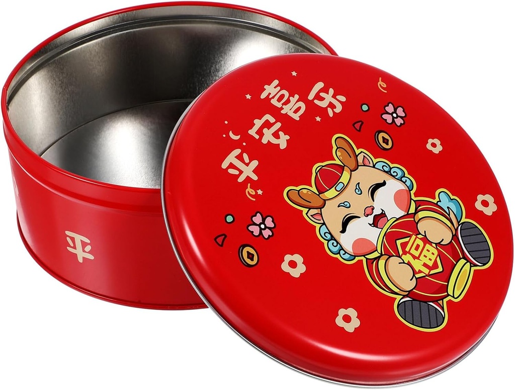 Luxshiny Festive Tinplate Cookie Box for Year Treats Design Biscuit Container for Cookies Candy Snacks Box for Celebrations