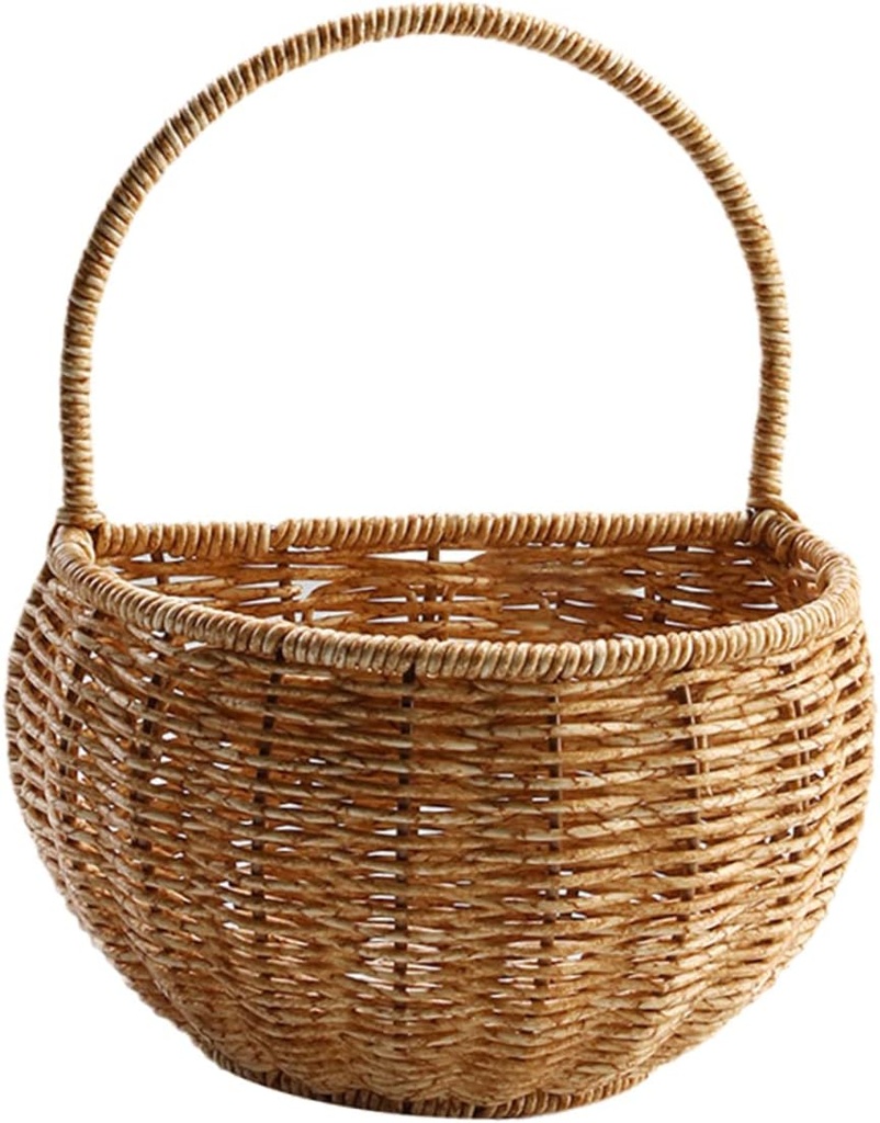 1pc Hand-woven Decorative Basket for Kitchen Wall Storage Country Style Garlic Container and Hanging Basket for Eggs Ginger and Decor