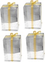 Kichvoe 4 Pcs Transparent Plastic Cake Boxes Clear Dessert Packing Containers Oil Birthday Cake Carriers with High Design for Parties and Gifts