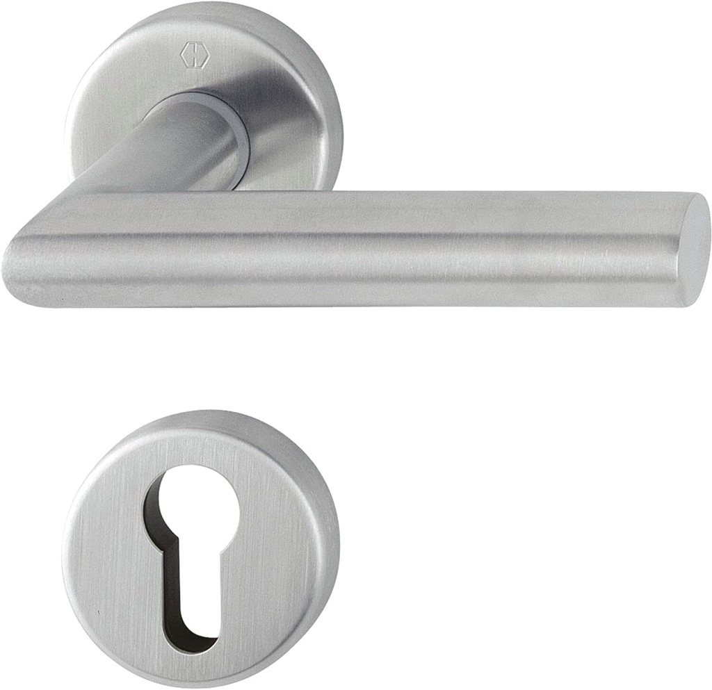 Hoppe Amsterdam Door Handle Set with Rosette PZ Cylinder, Stainless Steel Matt 3286420