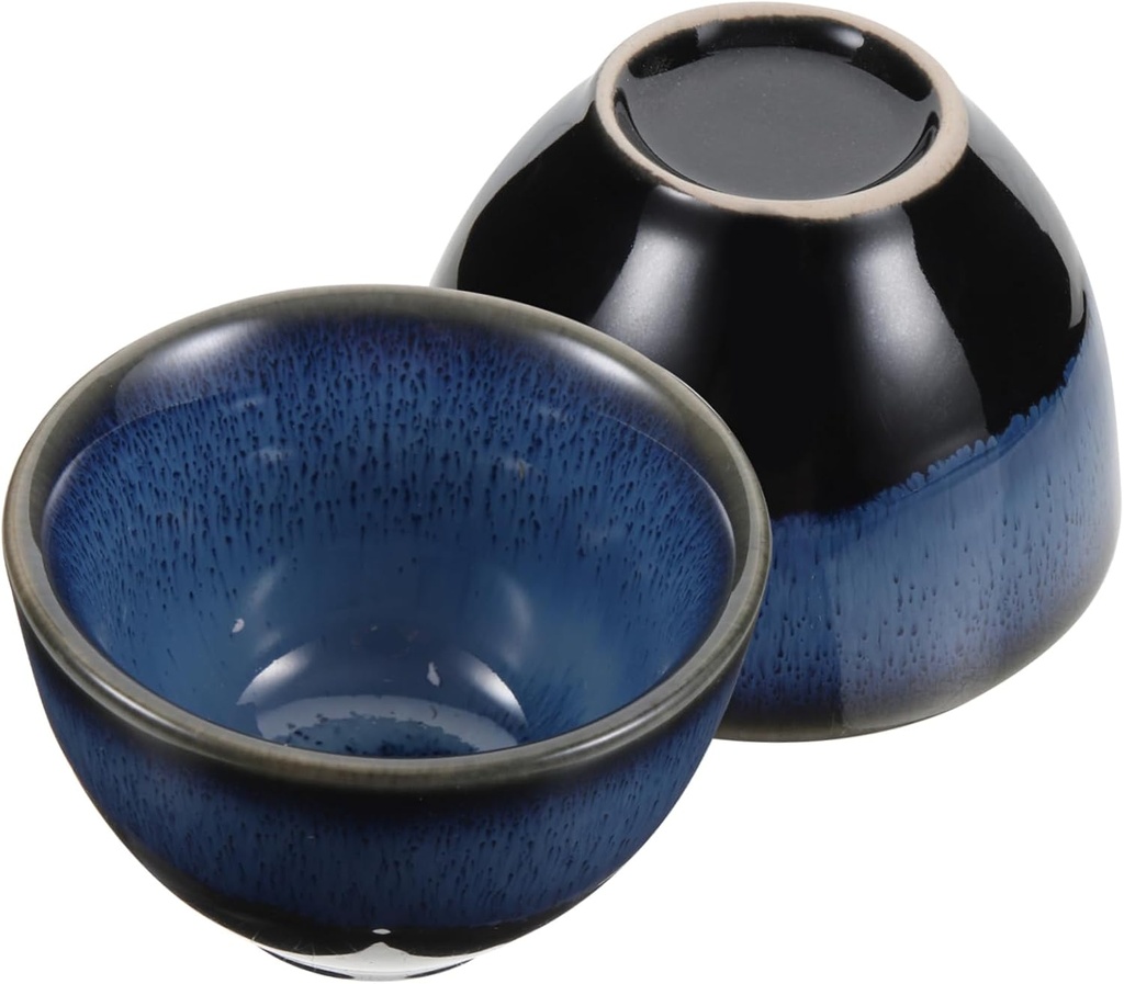 GLEAVI 2pcs Japanese Style Ceramic Sake Cups Set Glazed Finish Elegant Sake Serving Cups for Home for Tea and