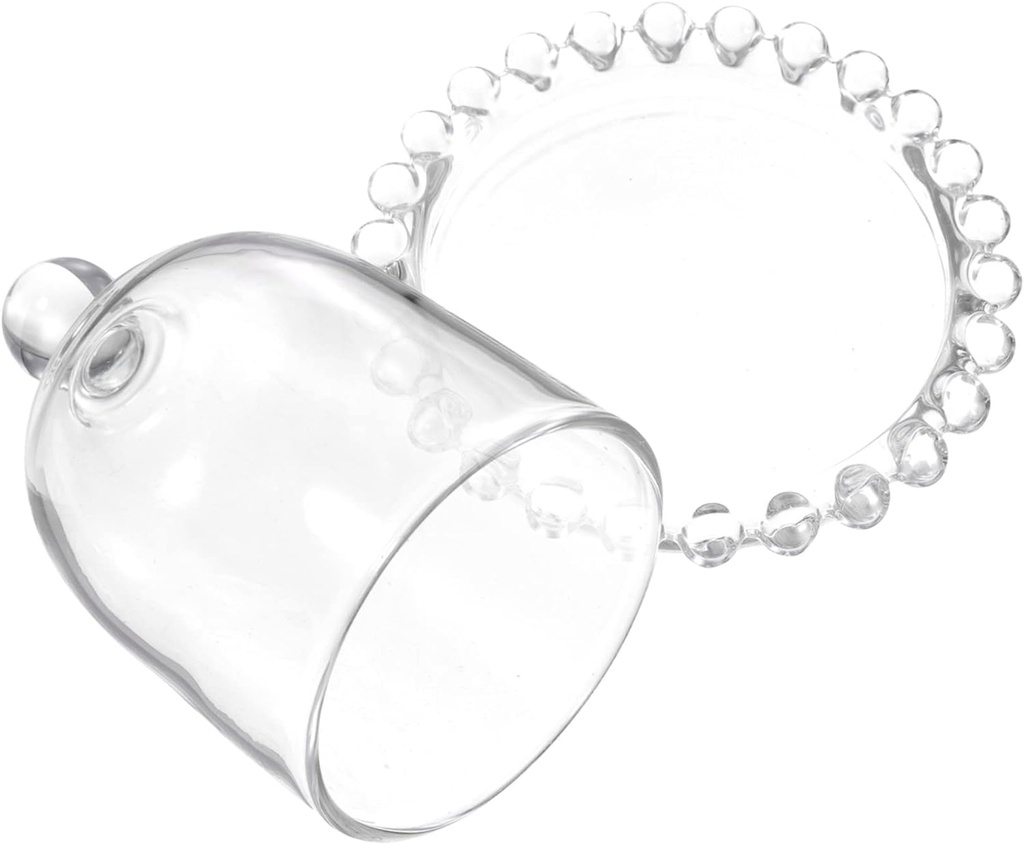 Small Glass Cake Stand with Dome Cover Delicate Dessert Tray for Cupcakes Candy Fruit Display Versatile Preserved Flower Display Dome Elegant Pedestal Plate for Home Party Wedding