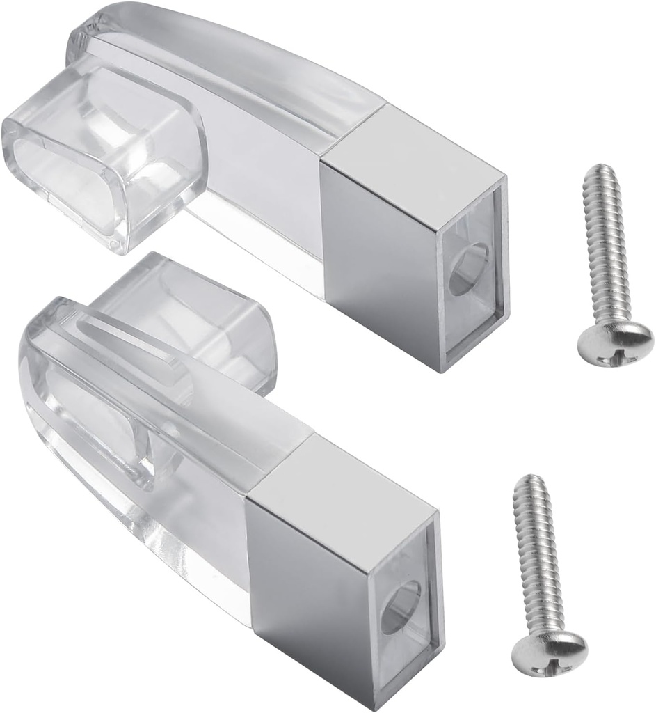 Clear Acrylic Towel Bar Brackets, with Bright Chrome Sleeve, Fit for Alumax and Basco Framed Sliding Shower Door Towel Rod Replacement （2 Pack）