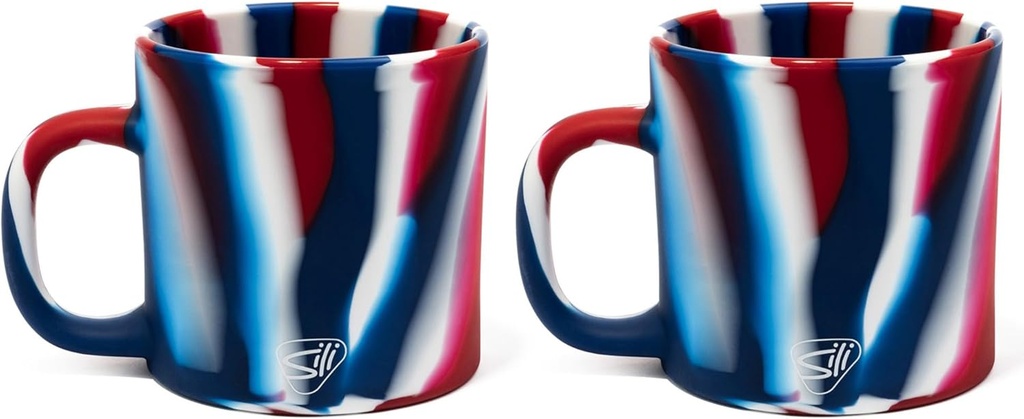 Silipint: Coffee Mug 16oz: 2 Pack - The Patriot (Red, White, Blue)- Silicone Unbreakable Cups, Hot/Cold Drinks, Dishwasher-Microwave-Freezer-Oven Safe