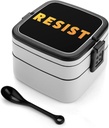 Resist Portable Bento Box with Handle 2 Compartment Leak-Proof Stackable Lunch Box for Work Picnic Camping