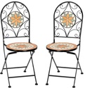VINGLI 2 PCS Mosaic Bistro Folding Chairs Outdoor Garden Patio Furniture Seating